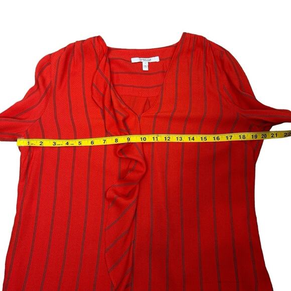 Derek Lam Top Womens Size 6 Oronge Stripe Ruffle Collar Designer Luxury Career - Picture 7 of 9